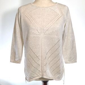 Limited Cream Long Sleeve Knit Sweater, MED